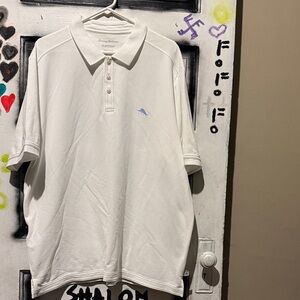 Tommy Bahama White Polo with Light Blue Accent